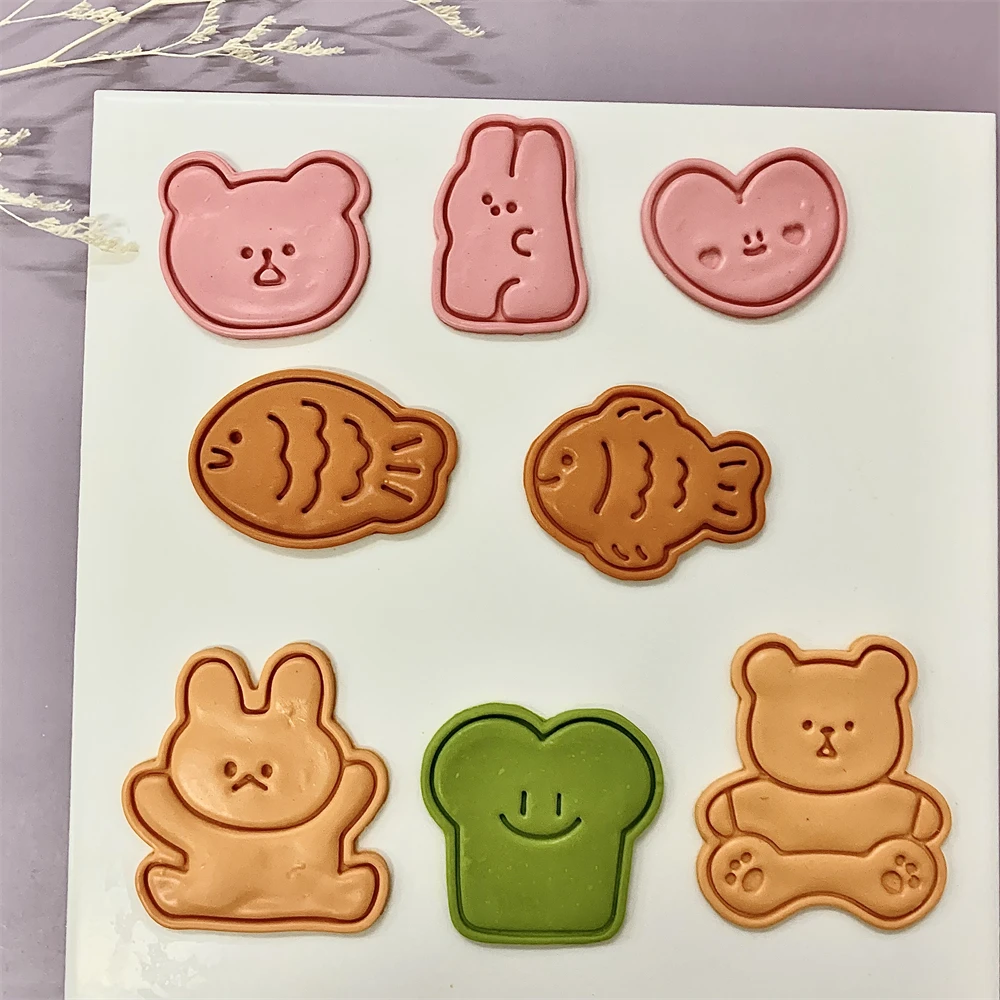 Bunny Cake Mold - Bonito animal biscoito gravação carimbo peixe
